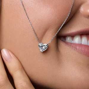 18K Gold Rhodium Plated Diamond Heart Pendant Necklace - Product Image 1
