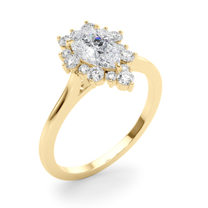 IGI Certified Pear Cut Lab Grown Diamond Halo Engagement <b>Ring</b> with Side Diamonds <b>Rhodium</b> Plated 10K 14K 18K Gold 925 935 Silver - Product Image 3