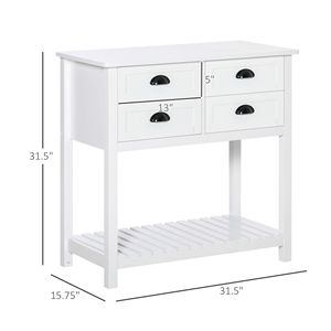 White Farmhouse <b>Sideboard</b> Buffet <b>Cabinet</b> 4 Drawers Slatted Bottom Shelf for <b>Kitchen</b> Living Room Serving Console Table Wood - Product Image 3
