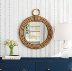 Rope <b>Frame</b> Wall <b>Mirror</b> – Round Nautical Decorative <b>Mirror</b> for Living Room, Bedroom & Coastal Home Decor - Product Image 3
