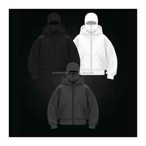 Balaclava Hoodie For Unisex Cotton Supplier Cotton Polyester Street Style Full <b>Zip</b> Street Wear Hoodies For <b>Men's</b> - Product Image 6