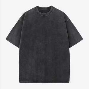 Camiseta de Algodón Oversize para Hombre, Azul Sólido, Cuello Redondo, Manga Corta, Estilo Casual, Tejido Jersey, Teñido Liso, Corte Regular - Product Image 4