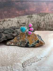 Handmade Hot Pink Arizona Turquoise <b>Adjustable</b> <b>Ring</b> Sterling Silver Southwestern Boho Statement Jewelry Artisan Gift for Her - Product Image 6