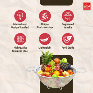 Panier de réfrigérateur multifonctionnel en acier inoxydable S.S. Flora avec renfort en maille, panier de drainage pour aliments - Product Image 6