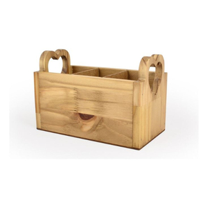 Royal Style Mango Wood Kitchen Utensils Holder Napkin <b>Caddy</b> with Handle 3 Compartment Dining <b>Table</b> Wooden Cutlery Holder - Product Image 6