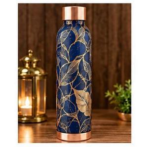 Copper Water Bottle with Floral Pattern <b>Insulated</b> Metal Travel <b>Flask</b>-Customized Large Capacity Eco-Friendly - Product Image 3