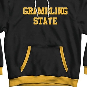 เสื้อฮู้ดดี้สีดำลายกราฟฟิกคุณภาพสูงของมหาวิทยาลัยแกรมบลิงสเตต แต่งสีเหลืองด้านหน้า พิมพ์โลโก้ ทรงปกติสำหรับผู้หญิง ใส่ได้ในฤดูใบไม้ร่วง - Product Image 2
