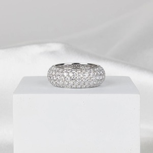 14K Gold Dome Pave Lab Diamond Full Eternity <b>Ring</b> Micro Pave <b>Stacking</b> Wedding Band for Women Elegant Anniversary Gift - Product Image 6