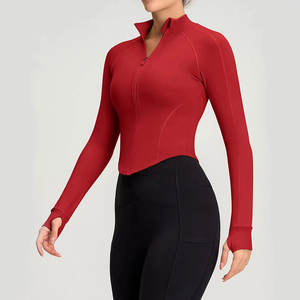 Chaqueta de yoga para mujer de diseño premium, de secado rápido, manga larga, material elástico, con cremallera completa, para correr. - Product Image 1