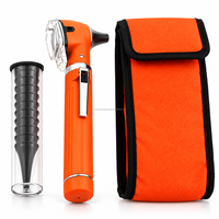 Otoscope à fibre optique orange portable, loupe d'oreille, étui de rangement, embouts auriculaires jetables, outil d'examen médical