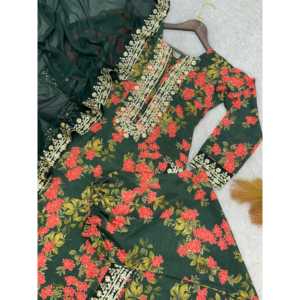 Haut de vêtement indien et pakistanais avec broderie numérique fantaisie, pantalon palazzo et dupatta - Product Image 6