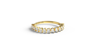 Luxury 18K Gold Pear Cut Diamond Ring Slanted Teardrop Half Eternity Cluster Band Stackable Wedding Ring Band Gift for Women - Product Image 1