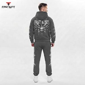 Survêtement imprimé pour homme, tendance hiver, à capuche, décontracté, uni, 100% coton, tissu confortable, prix abordable - Product Image 6