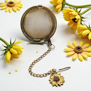 Multifunctional Strainer Mesh Design <b>Tea</b> <b>Infuser</b> Reasonable Price Brass Made Gold Color Kitchen Food Sieve with Sturdy Handle - Product Image 4