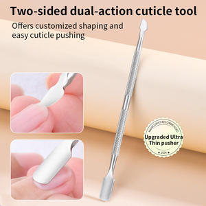 Pousse-cuticules double tête en acier inoxydable personnalisé très demandé, réutilisable, à pointe affûtée pour le retrait du vernis à ongles, manucure et beauté - Product Image 3