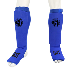 Protège-tibias Muay Thai MMA avec logo personnalisé, protections de voûte plantaire en mousse haute densité, coton écologique, protections de jambes pour la boxe, équipement d'entraînement - Product Image 1