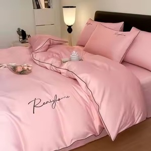 Parures de couette solides trois pièces de luxe avec fermeture éclair - Product Image 1