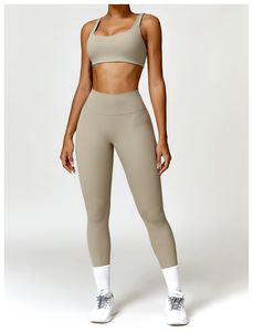 Conjunto de Yoga de 2 Piezas para Mujer, Cintura Alta, Manga Larga, Bra Deportivo y Leggings, Transpirable, Ligero, con Logotipo Estampado en la Parte Delantera, Ropa de Gimnasio - Product Image 5