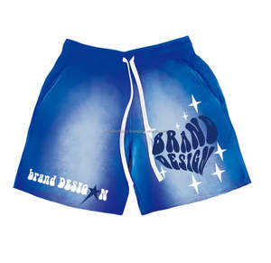 Shorts de gym et décontractés 100% coton unisexe taille moyenne respirants avec options de logo à motif de travail et solide personnalisés vente en gros - Product Image 4