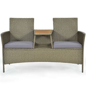 Set da conversazione in rattan per esterni per due persone con tavolino da caffè, mobili da giardino resistenti - Product Image 6