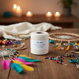 Bobine de cordon en coton Ilan 2 mm blanc 250 g pour travaux manuels - Product Image 2