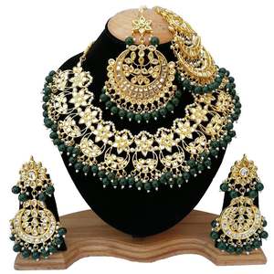 Gold Plated Ethnic Jewelry <b>Set</b> With <b>Crystal</b> Rhinestone Flower Design Necklace Earrings Bracelet For Wedding Women's Fashion - Product Image 2