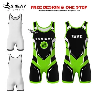 Wrestling Singlet for Men and Women Spandex/<b>Polyester</b> Breathable 200gsm Color Blocked with <b>Short</b> Sleeves Sublimation Print - Product Image 4