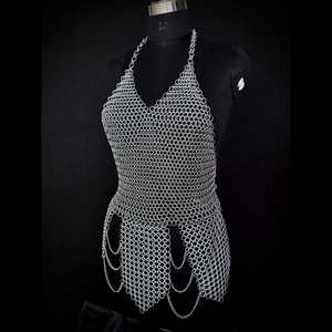 MEDIEVALCOLLECTIONSS Armure de chaîne en acier inoxydable plaqué argent, gaufrée, pour usage mode, artisanat métallique, costume, Calvin - Product Image 6