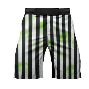 Pantalones Cortos de MMA para Deportes de Contacto, Entrenamiento de Artes Marciales, con Líneas Blancas y Negras, Elásticos, Transpirables, Ligeros, de Tela de Poliéster - Product Image 1