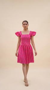 เดรสสั้นลายสก็อตสีชมพูสำหรับผู้หญิง ฤดูร้อน สไตล์ลำลอง พิมพ์ลายตาราง เดรสทรงเอ แฟชั่นสตรีทแวร์ ชุดไปงานปาร์ตี้ ขายส่ง - Product Image 2