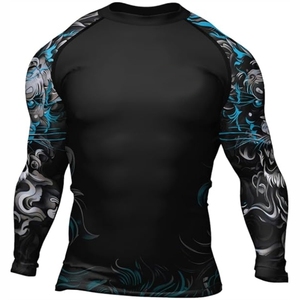 Wholesale OEM Custom Sublimated Men's Rash Guard Compression MMA Design with Anti-UV & Breathable Features Washed Rash Guard - Product Image 2