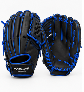 Topline Professional Black Leather <b>Baseball</b> <b>Glove</b> with Blue Lacing for Fielding Training - Product Image 1