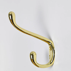 Polished Brass Hat and Coat <b>Wall</b> <b>Hook</b> Decorative Gold Double Hanger Heavy Duty Towel Peg Luxury Hardware Wholesale - Product Image 1
