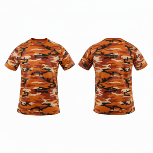 เสื้อยืดแขนสั้นคอกลมลายพรางแฟชั่นสตรีทแวร์ทันสมัย ผลิตตามแบบ OEM/ODM ผ้าฝ้ายสีน้ำตาลพิมพ์ลายพรางด้วยเทคนิค Sublimation - Product Image 4
