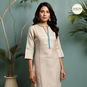 Diseñador Minimal Kurti para mujeres, Kurti de algodón con detalles sutiles, Kurti indio de alto impacto para niñas, Kurtis al por mayor - Product Image 6