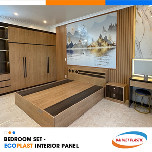 Panneau intérieur en PVC pour chambre à coucher, ensemble, blanc moderne, usine de fabrication du Vietnam pour appartements - Product Image 5