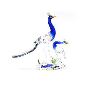 Lot de figurines de paon en verre cristal Royal Art indien, gravées à la main, design moderne, pour décoration intérieure et vase de table - Product Image 2