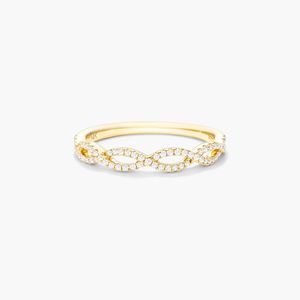Anillo de Oro Amarillo de 14K con Hoja Infinita y Diamante Cultivado en Laboratorio - Product Image 1