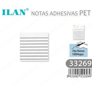 Blocchetti Adesivi PET 76x76 mm 100 Fogli Rigati Bianchi - Product Image 2