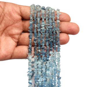 Aguamarina AAA+ de 3mm-6mm, pepitas lisas, aguamarina natural azul Ofiki, chips sin cortar, piedras semipreciosas, cuentas pulidas para joyería - Product Image 3