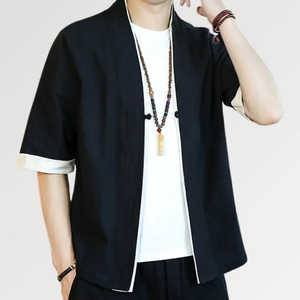 Mens Kimono Jacket 'Hideki' Custom Your Brand Logo Summer Men Clothing Casual <b>Japanese</b> Kimono Streetwear Cardigan Shirt - Product Image 4