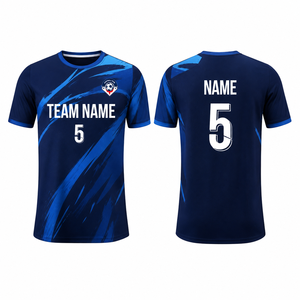Camiseta de Fútbol Sublimada Personalizada Unisex de Manga Corta con Nombre del Equipo, 5 Piezas, Poliéster que Absorbe la Humedad, Cuello en V, para Adultos, Todas las Temporadas, Logotipo Frontal - Product Image 1