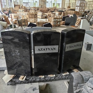 Cementerio de cementerio de estilo americano de diseño personalizado American Black GraniteFuneral Three People Tombstone Lápida para la familia - Product Image 4