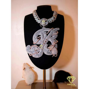 Luxury Initial Letter Pendant With <b>Snake</b> Moissanite Diamond 925 Sterling <b>Silver</b> Hip Hop <b>Chain</b> Personalized Jewelry Wholesale - Product Image 2