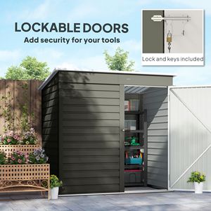Casetta da Giardino in Metallo Grigio Chiaro 6FT X 4FT con Porta Lucchettabile e Telaio in Plastica, Soluzione di Stoccaggio per Giardino, Patio e Cortile - Product Image 4