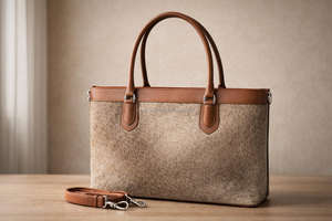 Sac fourre-tout personnalisé en cuir véritable avec fermeture éclair et broderie, style vintage pour femmes, fabrication OEM LHTB-0003 - Product Image 5