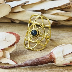 New Arrival <b>Labradorite</b> Bohemia Flower Life Brass Jewelry 18K Gold Plated Certified Women's Wholesale <b>Ring</b> - Product Image 5