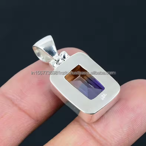 Colgante de piedras preciosas de ametrino natural, colgante de forma de lápiz de piedras preciosas facetadas, regalo minimalista, collar con colgante de ametrino para ella - Product Image 6