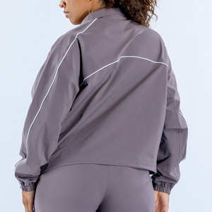 Chaqueta y pantalón deportivos con logo personalizado, estilo truffle, con ribetes, conjunto de dos piezas para mujer, ropa deportiva transpirable, conjunto deportivo para mujer - Product Image 2