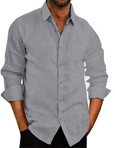 Camisa de Lino Personalizada al por Mayor para Hombre, Chemise Homme, Camisas Blancas para Hombre - Product Image 1